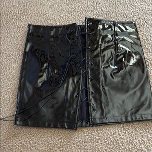 Danielle Guizio Black Lace-Up Skirt Never Worn